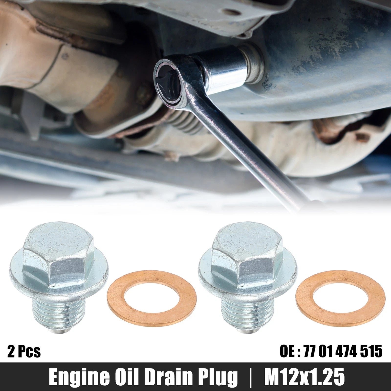 2 Pcs M12x1.25 Engine Oil Drain Plug Screw w/Seal Ring for Lexus 