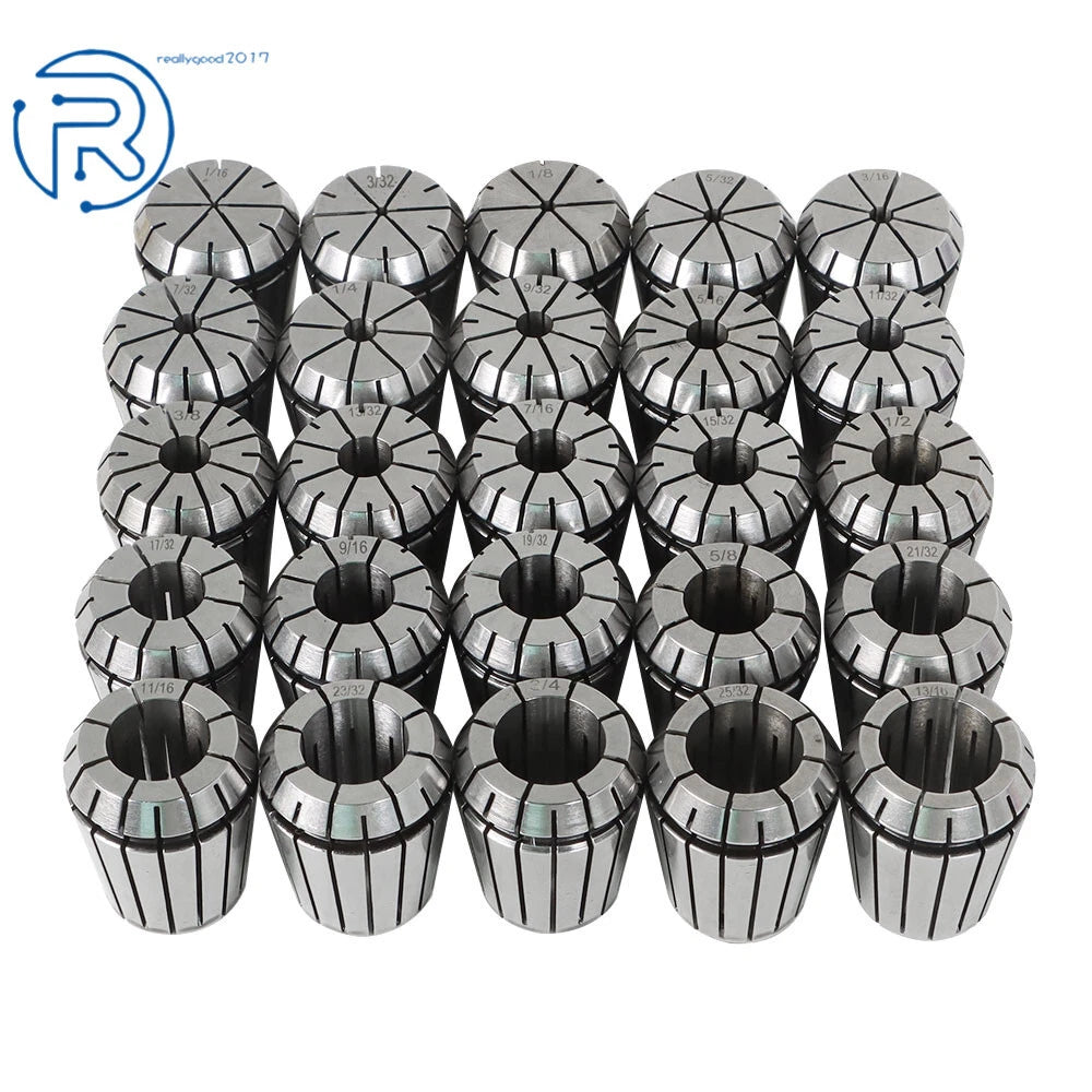 25 Pack ER32 Collet Set for Collet Chuck (1/16" - 3/4")