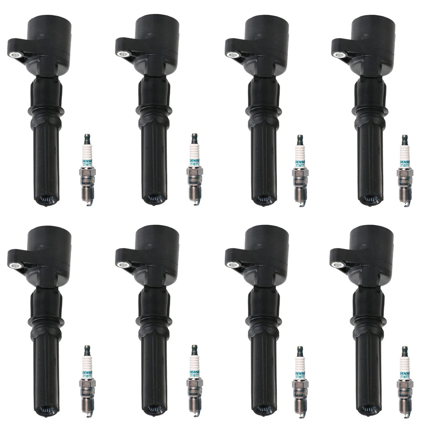 Set of 8 Ignition Coils & Iridium TT Spark Plugs for Ford E-250 Explorer V8