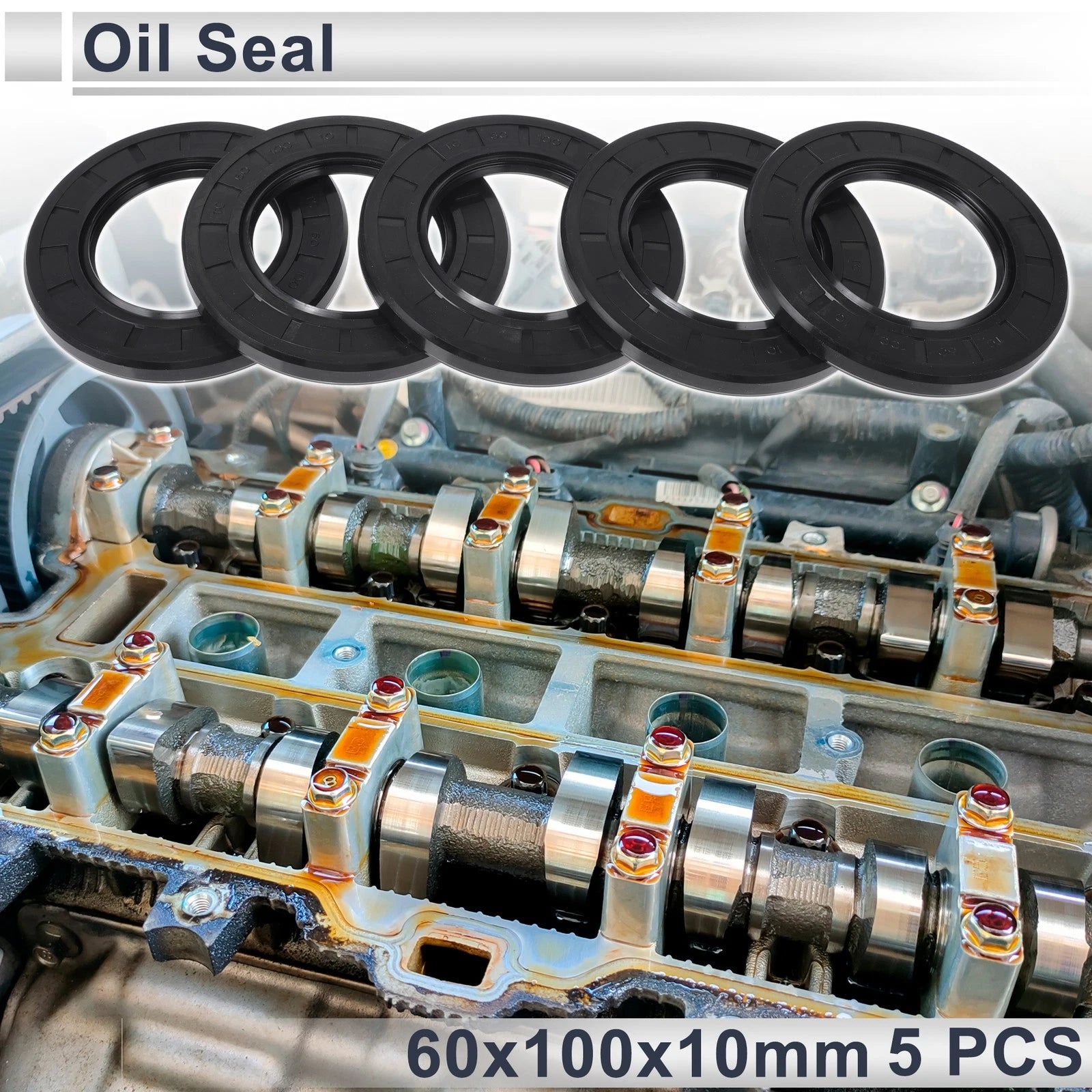 Set of 5 Oil Seal Rotary Shaft Seal NBR Rubber 60x100x10mm