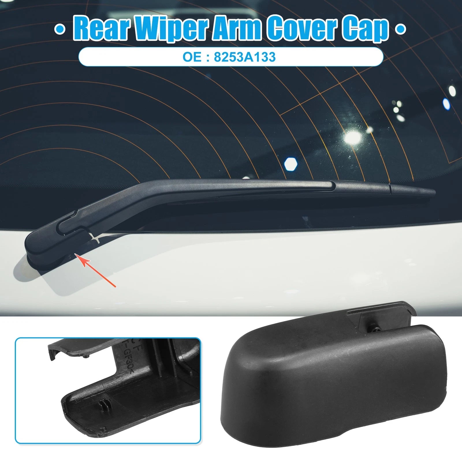 Rear Windshield Wiper Arm Nut Cover Cap for Mitsubishi Outlander (2013–2020) Black