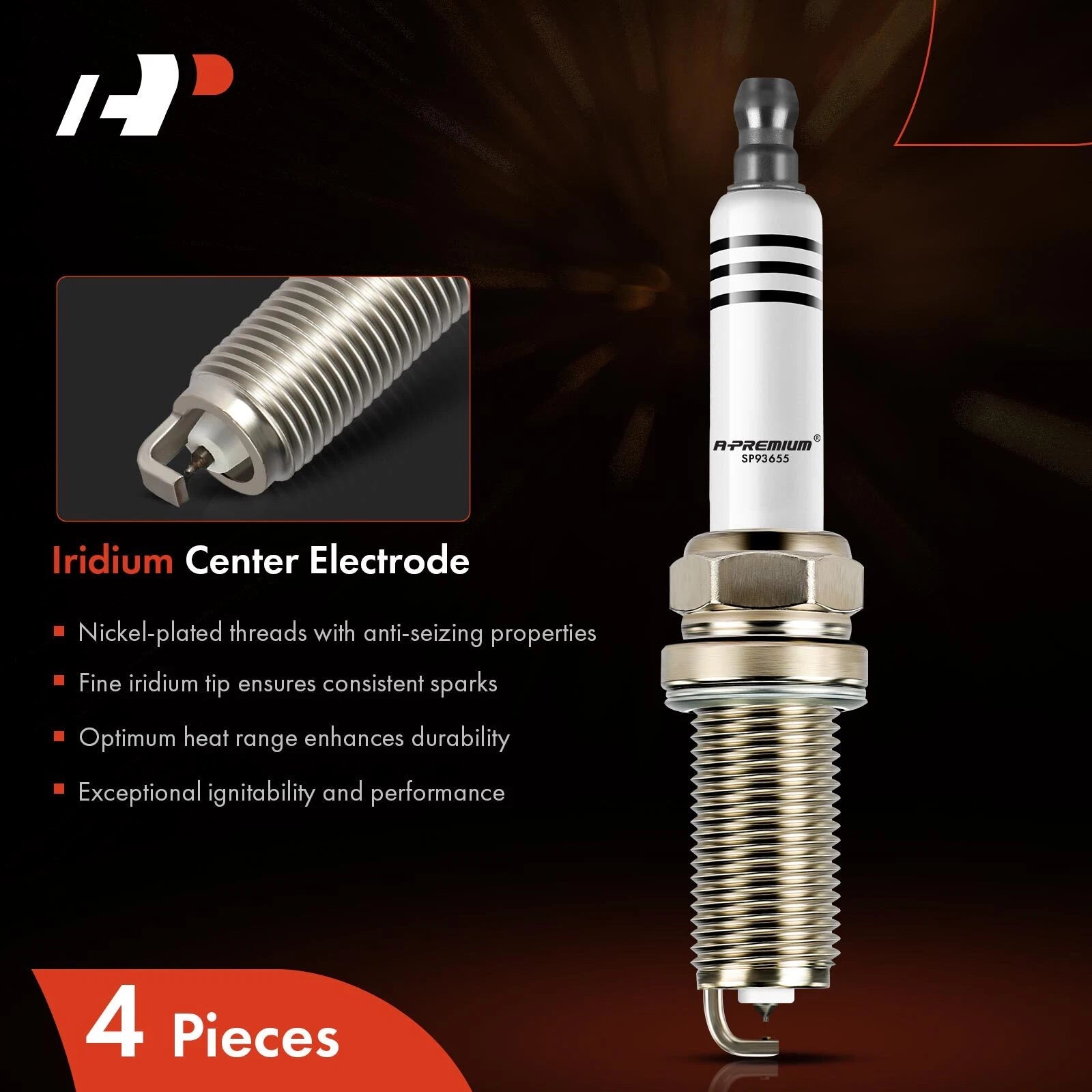 Set of 4 Iridium Platinum Spark Plugs for Hyundai Veloster (2014–2015)