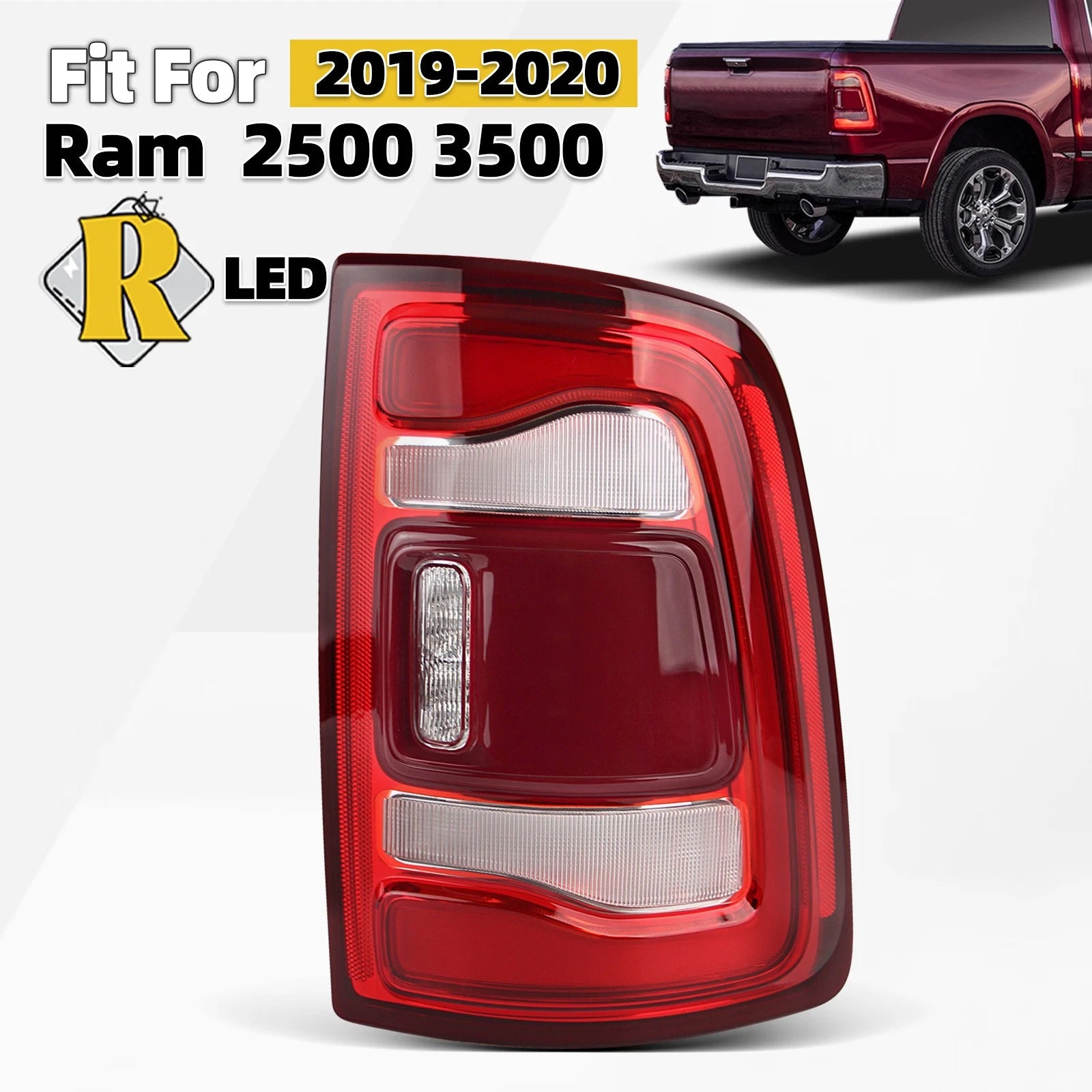 LED Tail Light for RAM 2500 3500 (2019–2024) Chrome Bezel RH