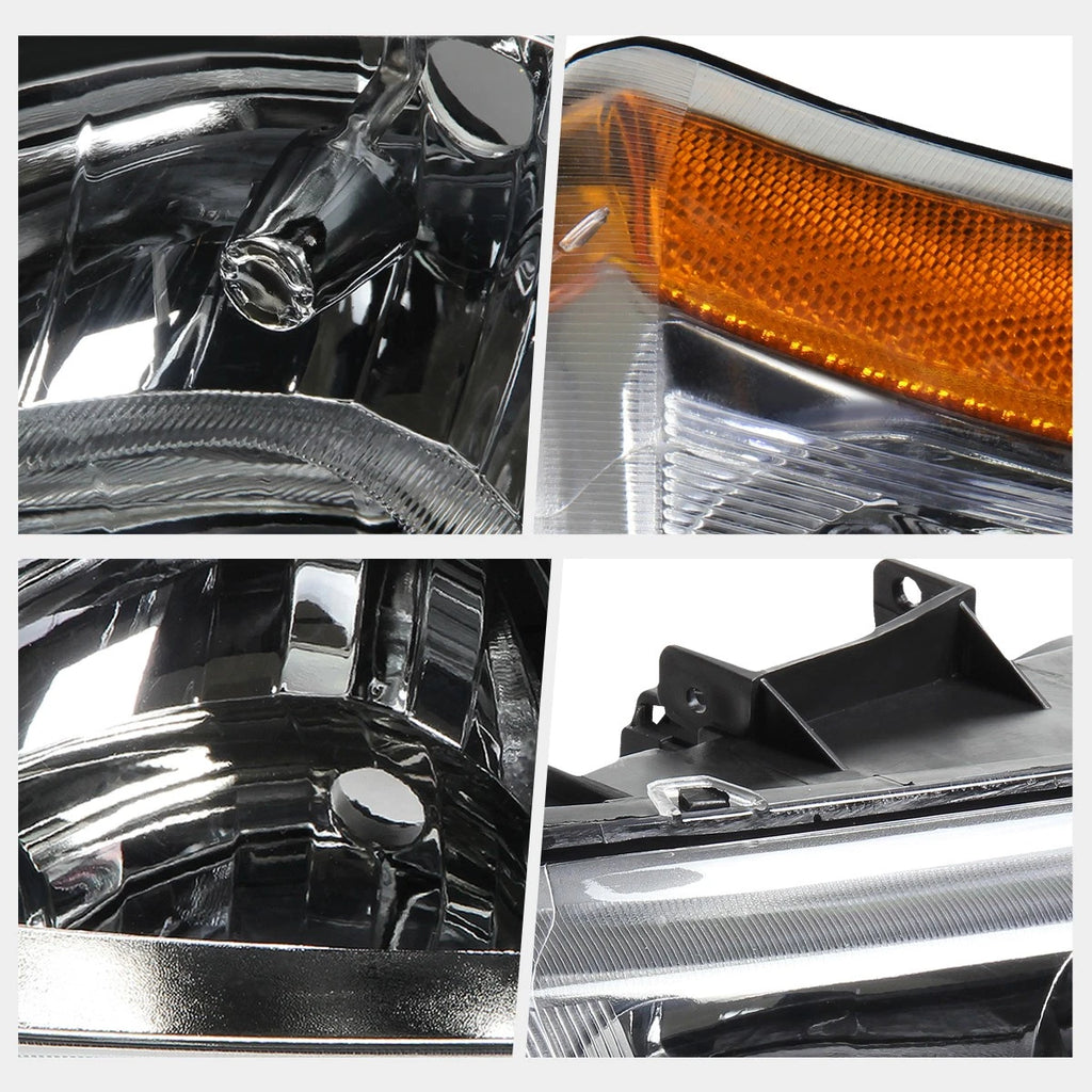 Upper Headlight Lamps Amber Corner Chrome for Chevy Silverado/Avalanche (2003–2006)