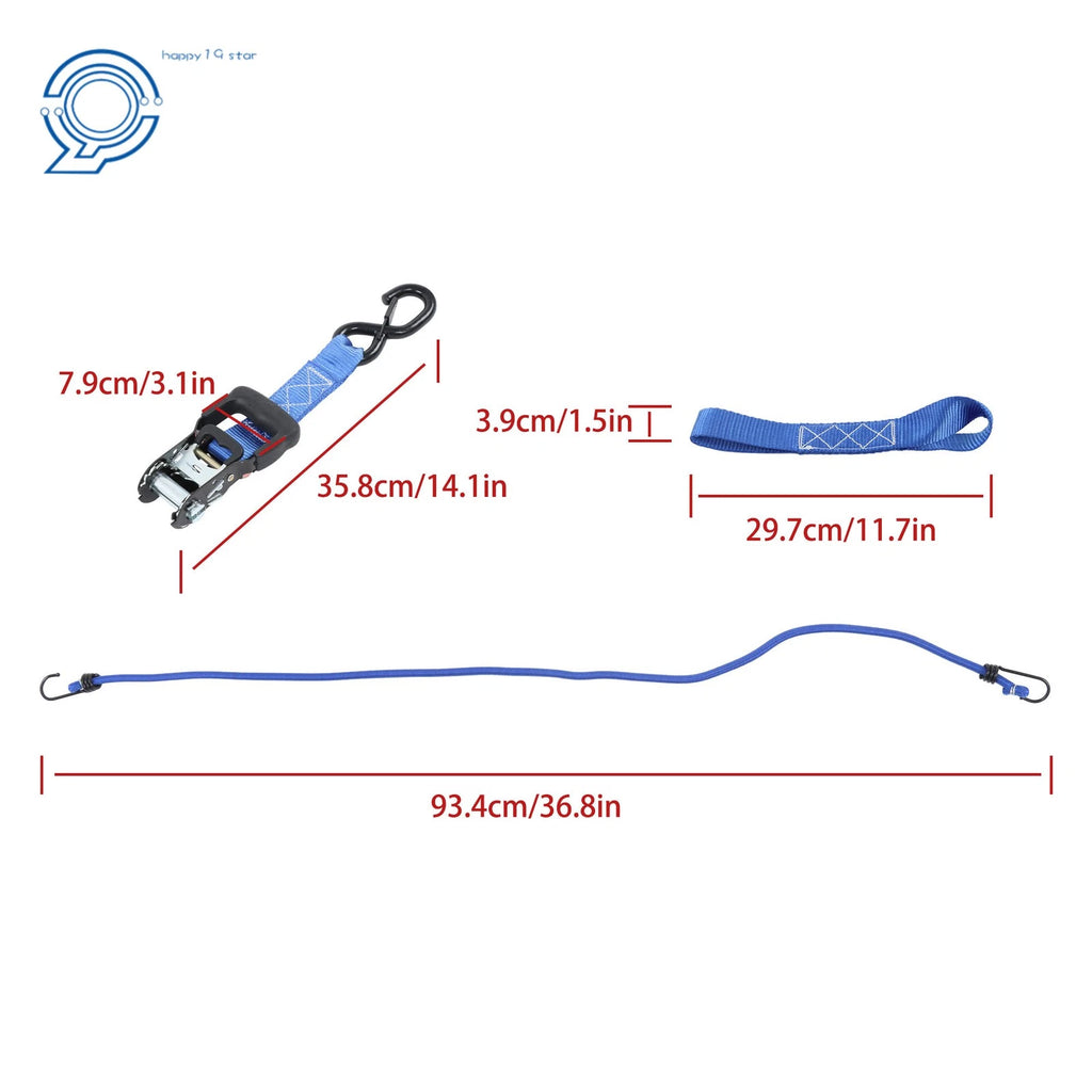 Set of 4 Heavy Duty Ratchet Straps 1.6 Inch x 15 Ft 5208lbs Break Strength