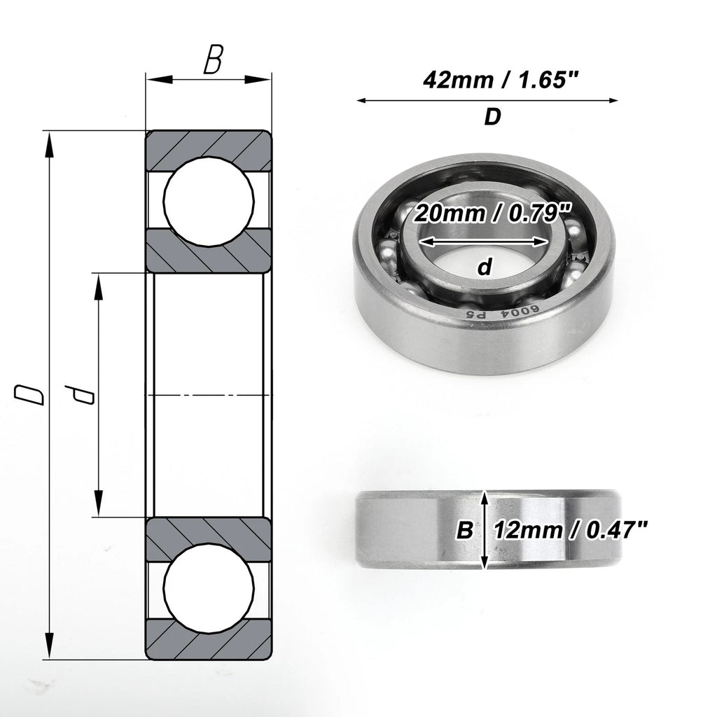 Deep Groove Ball Bearing 20x42x12mm for Scooter Skateboard (6004)