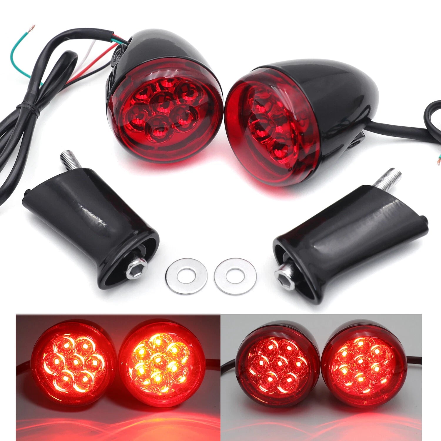 Red Rear Run Brake Turn Signal Light Indicator for Harley Sportster 883 1200 (1992–2017)