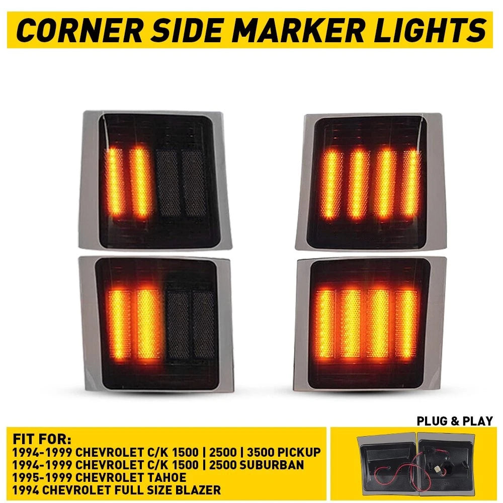 Corner Side Marker Lights for Chevy C/K 1500 2500 (1994–1998) - Smoked