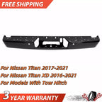 Rear Bumper Face Bar for Nissan Titan XD (2016–2021) Black Steel