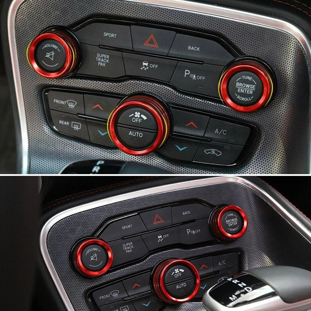 3X Air Conditioning Switch Knob Trim Ring for Dodge Challenger Charger (2015–2021)