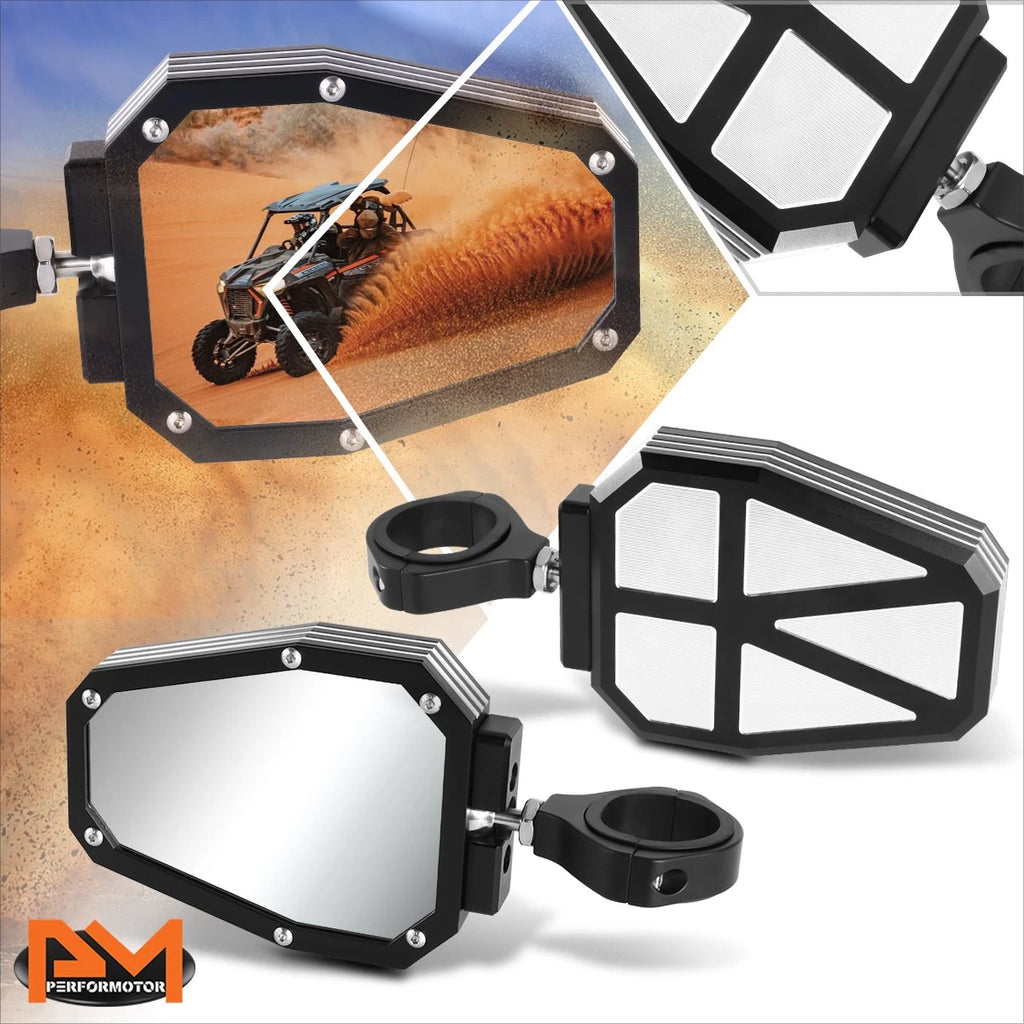 Universal UTV Side Mirrors for Roll Cage Bar Mount (Fits Most Models)