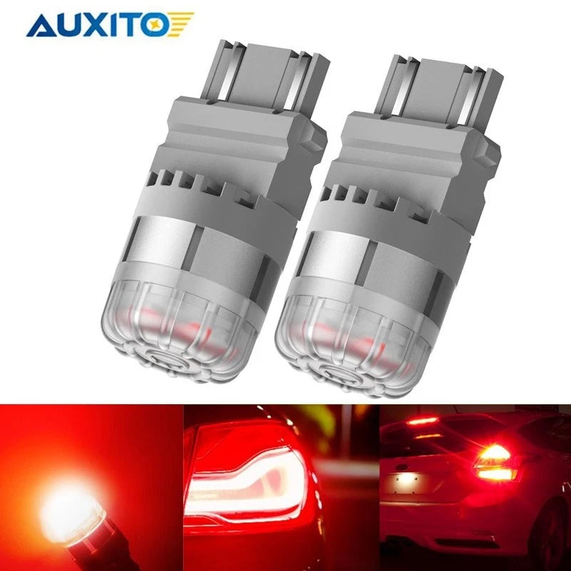 2X AUX 3157 7443 CANBUS LED Brake Stop Tail Light Bulb for Ford (Red/Amber)