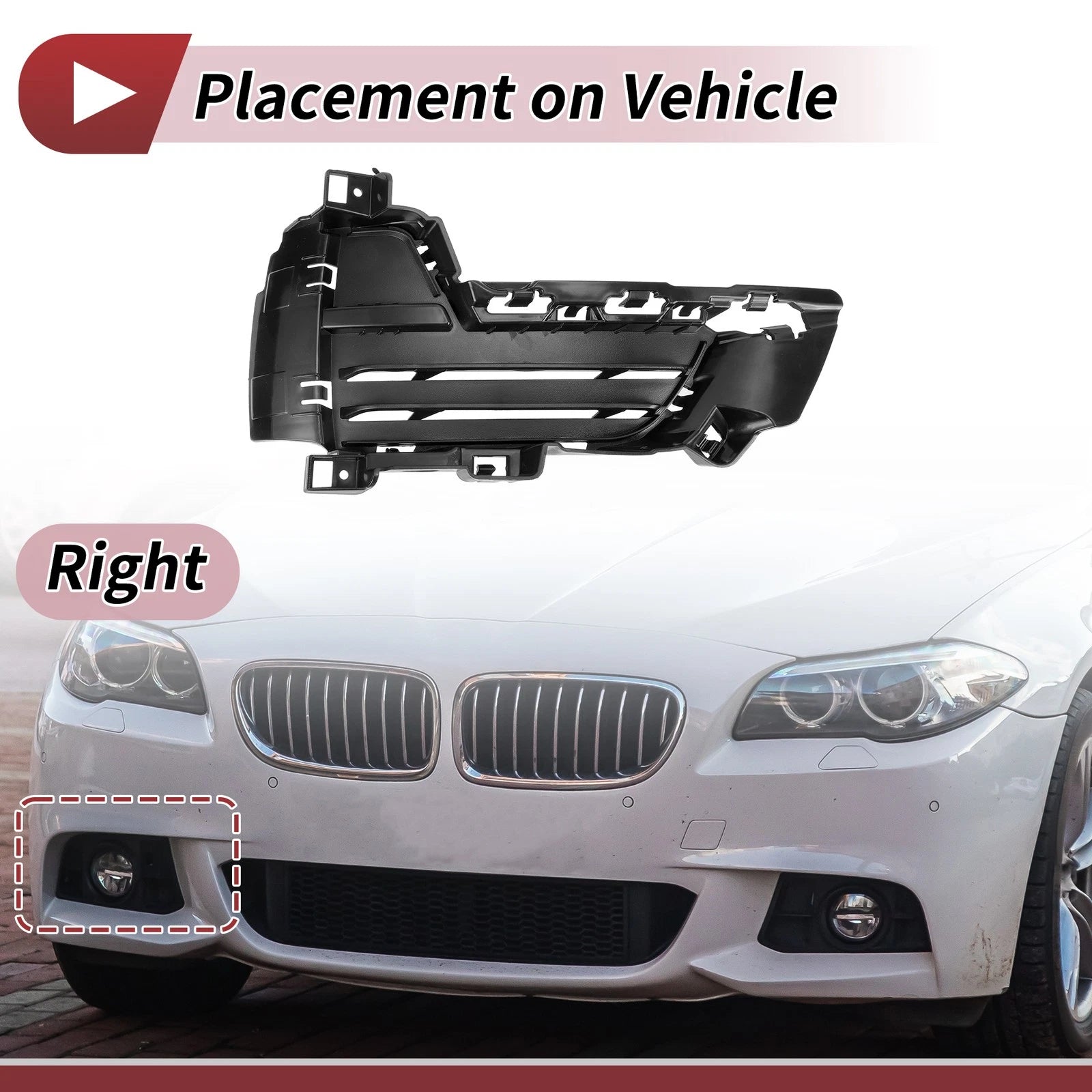 1 Pc Fog Light Grill for BMW X5 (2014–2018) No. 51117307994 Black