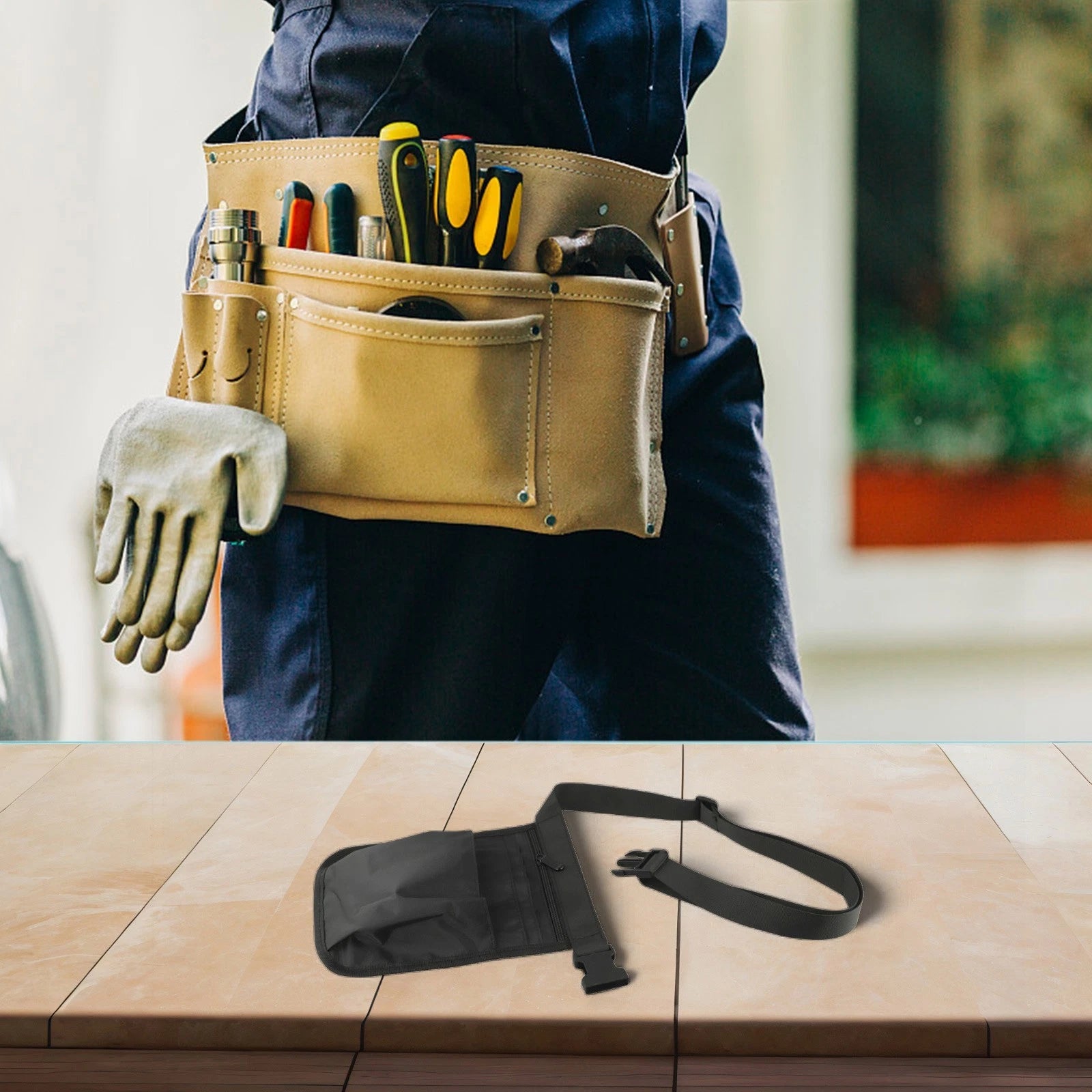 Heavy Duty Tool Organizer Waist Bag with Zippered Pockets