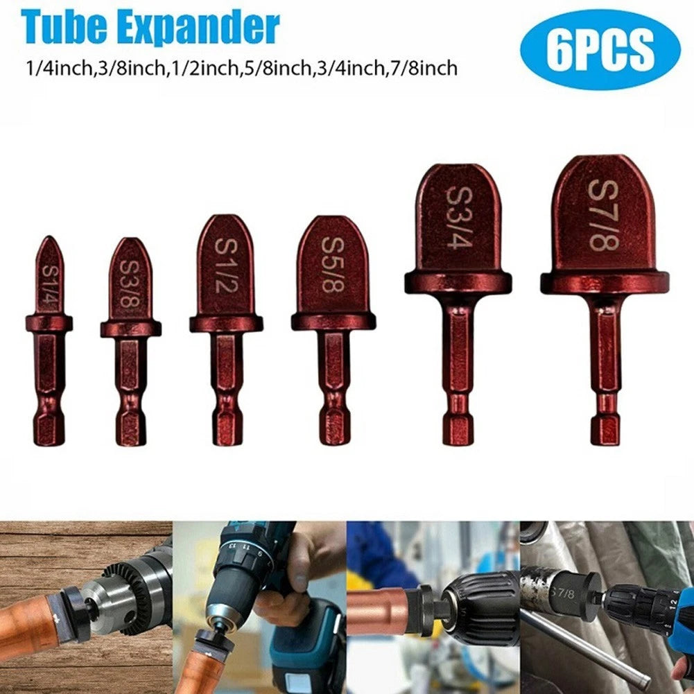 6-Pc Tube Expander Kit 1/4 in Hex Shank for Imperial Copper