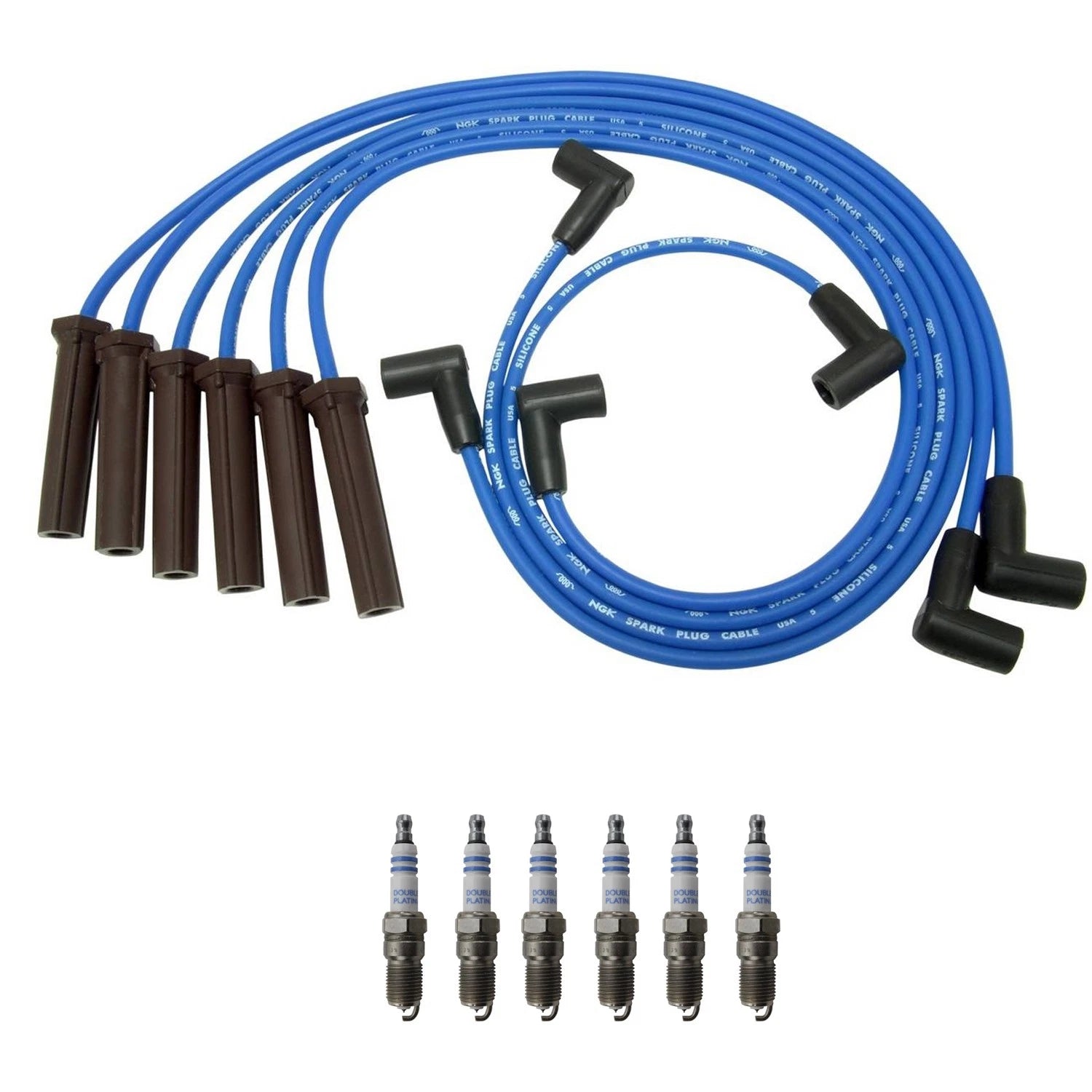 NGK Wire Set & Bosch 6 Double Platinum Spark Plugs for Century Malibu