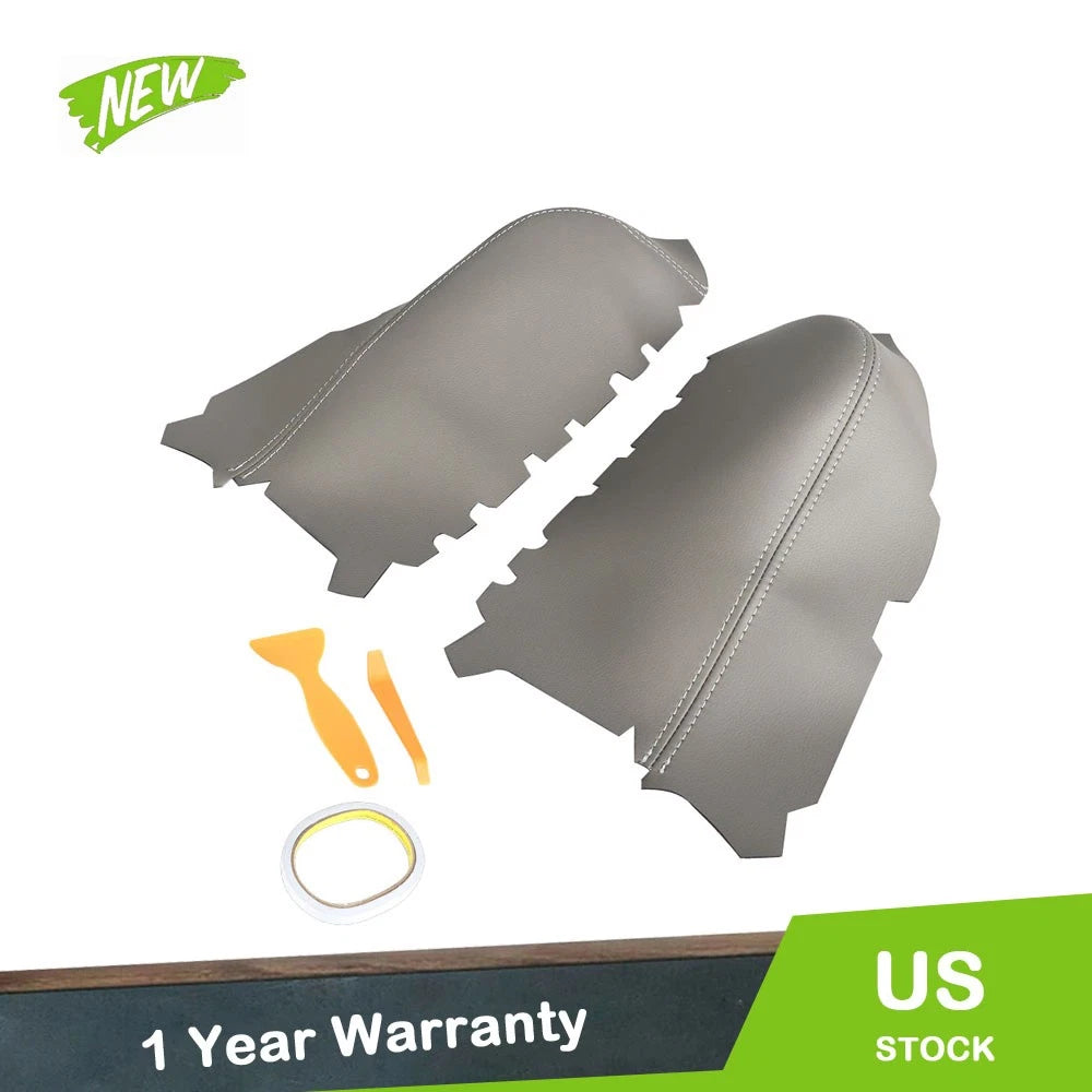 Set of 2 Gray Leather Door Panel Armrest Covers for Honda Pilot (2009–2015)