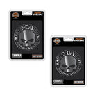 Set of 2 Chrome Skull Emblem Stickers for Harley Davidson (HD)