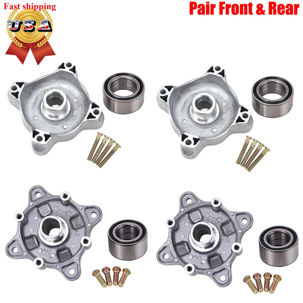 Front & Rear Wheel Hub Kit W/Studs & Bearings for Polaris RZR 800 S EFI (2008–2014)