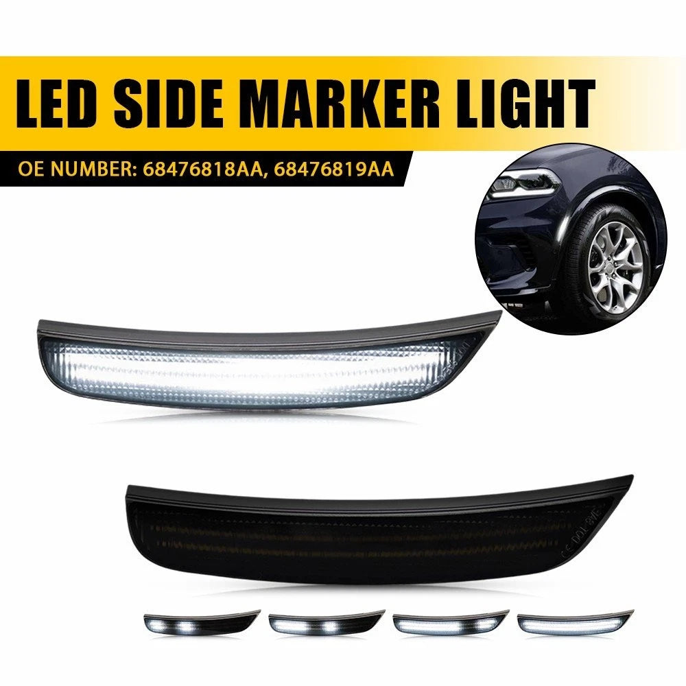 Front White LED Side Marker Lamps Smoked Lens for Dodge Durango (2021–2025)