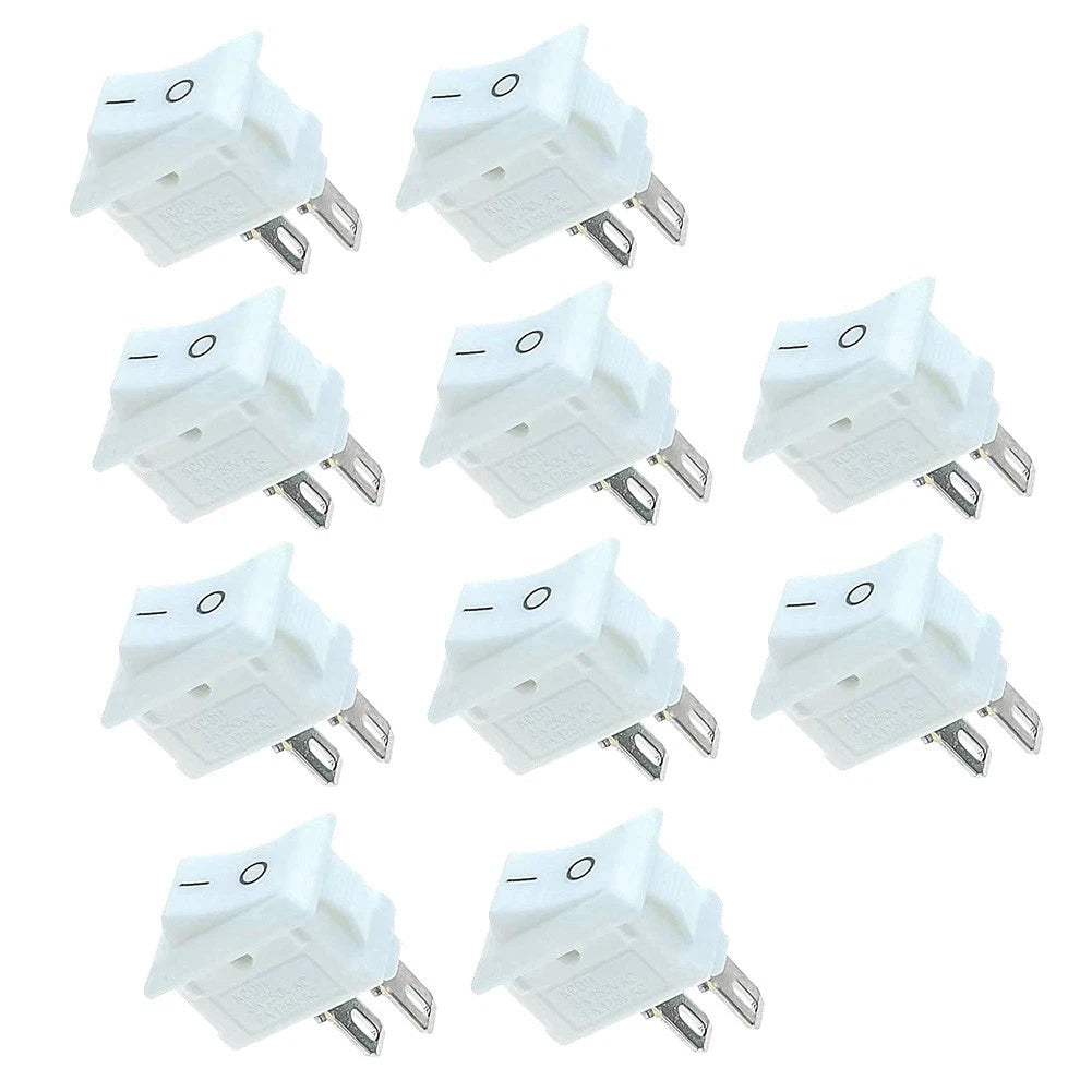10PCS Rocker Switch 2 Pin ON/OFF SPST 125VAC 6A 250VAC 3A for Mini