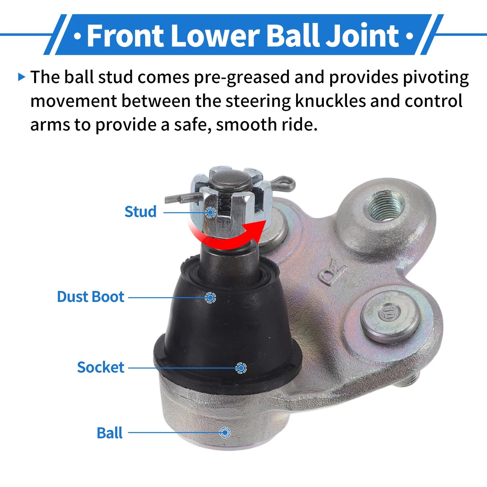 2X Front Lower Ball Joints for Honda Civic (2006–2011) No.K500069/K500070