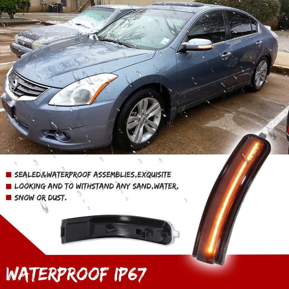 Smoke Sequential Amber LED Side Mirror Signal Lights for Nissan Maxima (2009–2014)