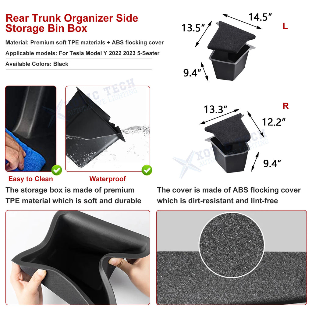 Trunk Side Storage Box for Tesla Model Y (2022-2025)