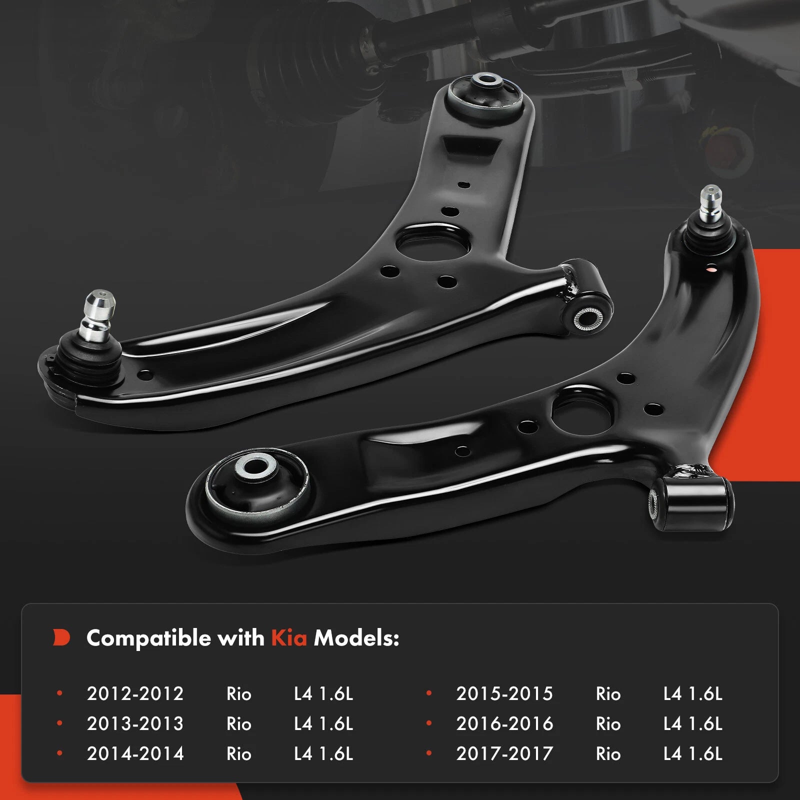 2X Front Lower Control Arm & Ball Joint for Kia Rio (2012-2017)