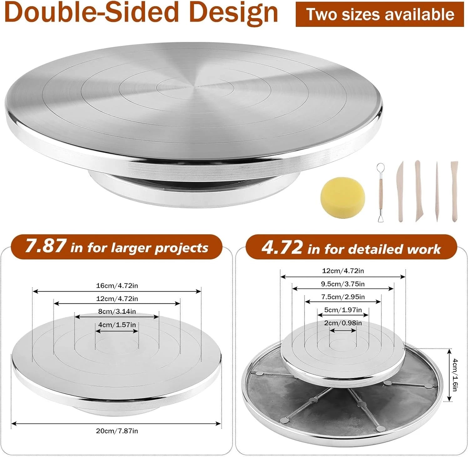 7'' Double-Sided Pottery Turntable Sculpting Wheel