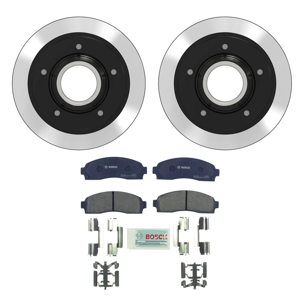 Set of 2 Front Rotors & Bosch QuietCast Brake Pads for Ranger RWD