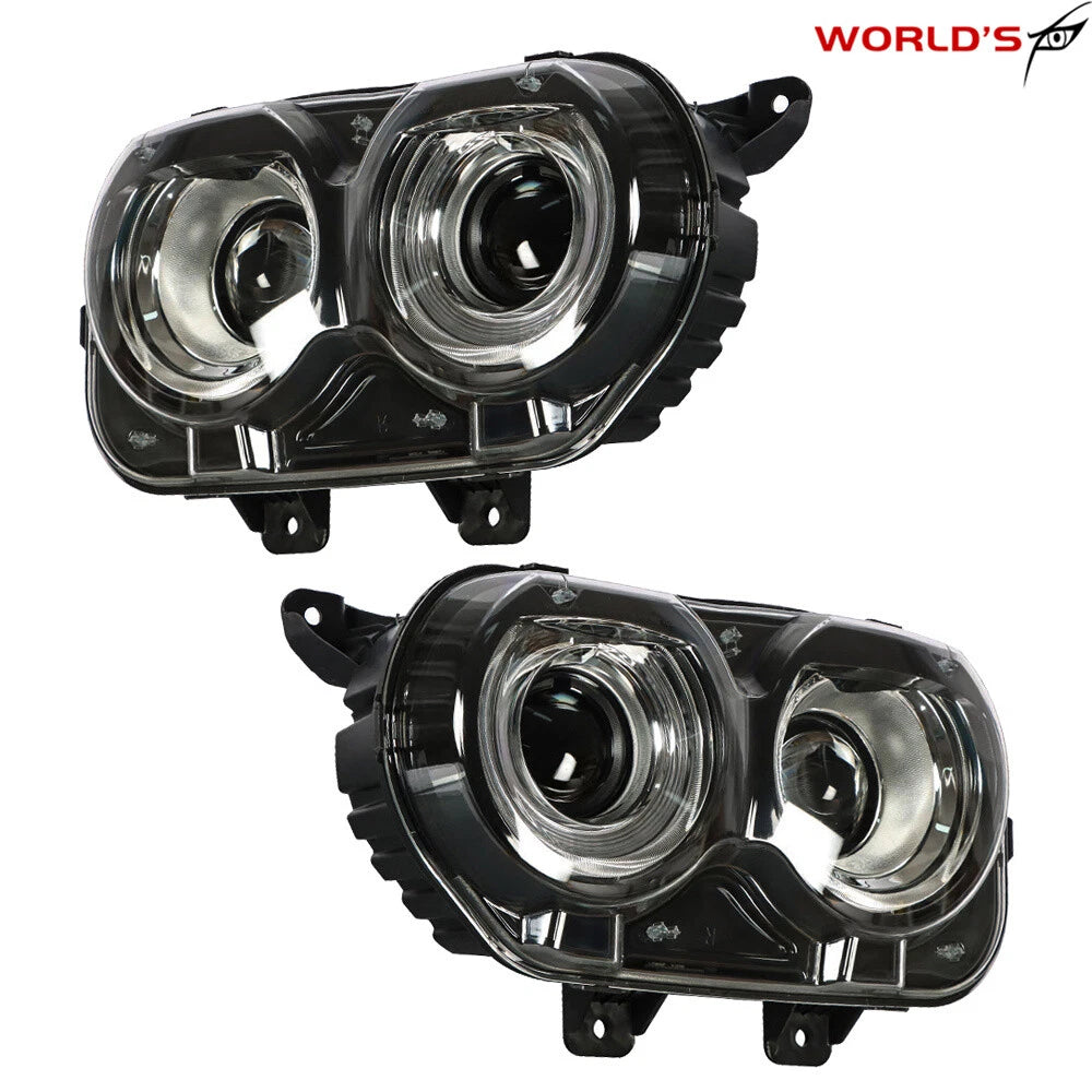 Set of 2 LED Headlights for Dodge Challenger (2015–2018) Black