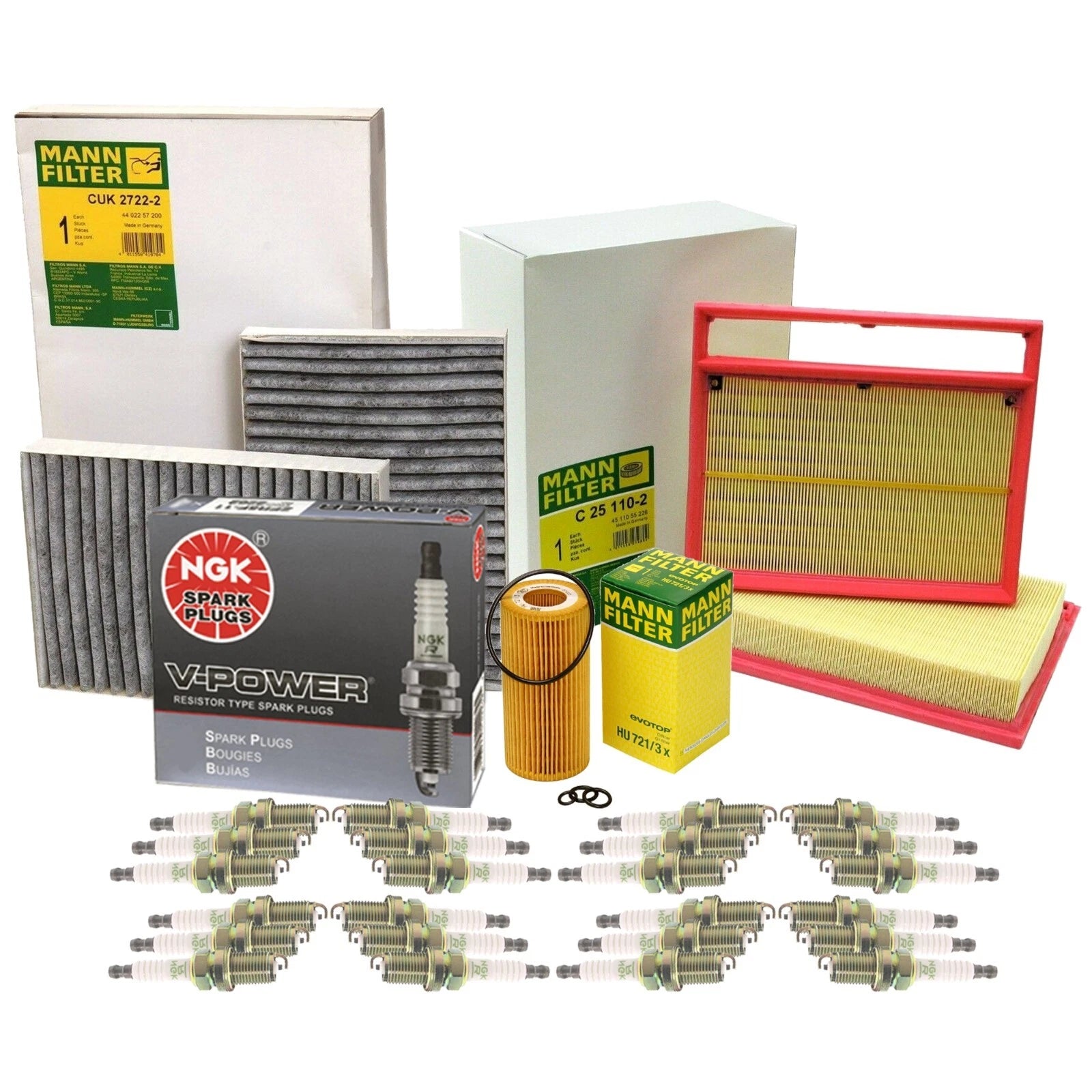 Ignition Tune Up Kit with Mann Filters & NGK Spark Plugs for Mercedes W221 (2007–2013)