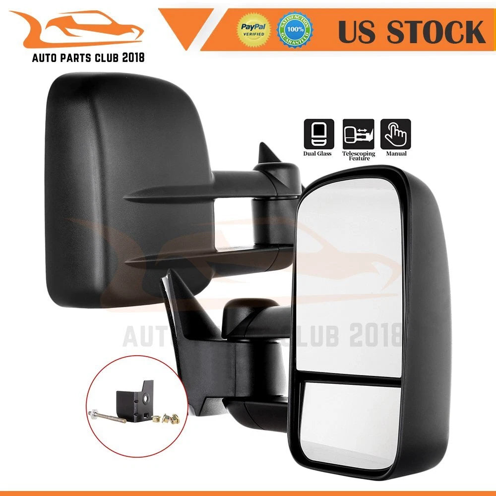 Pair of Folding Manual Black Towing Mirrors for C/K 1500/2500/3500 (1988–1998)