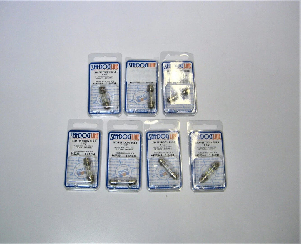 Set of 7 LED Festoon Light Bulbs with Lens Cover for Marine (12V)