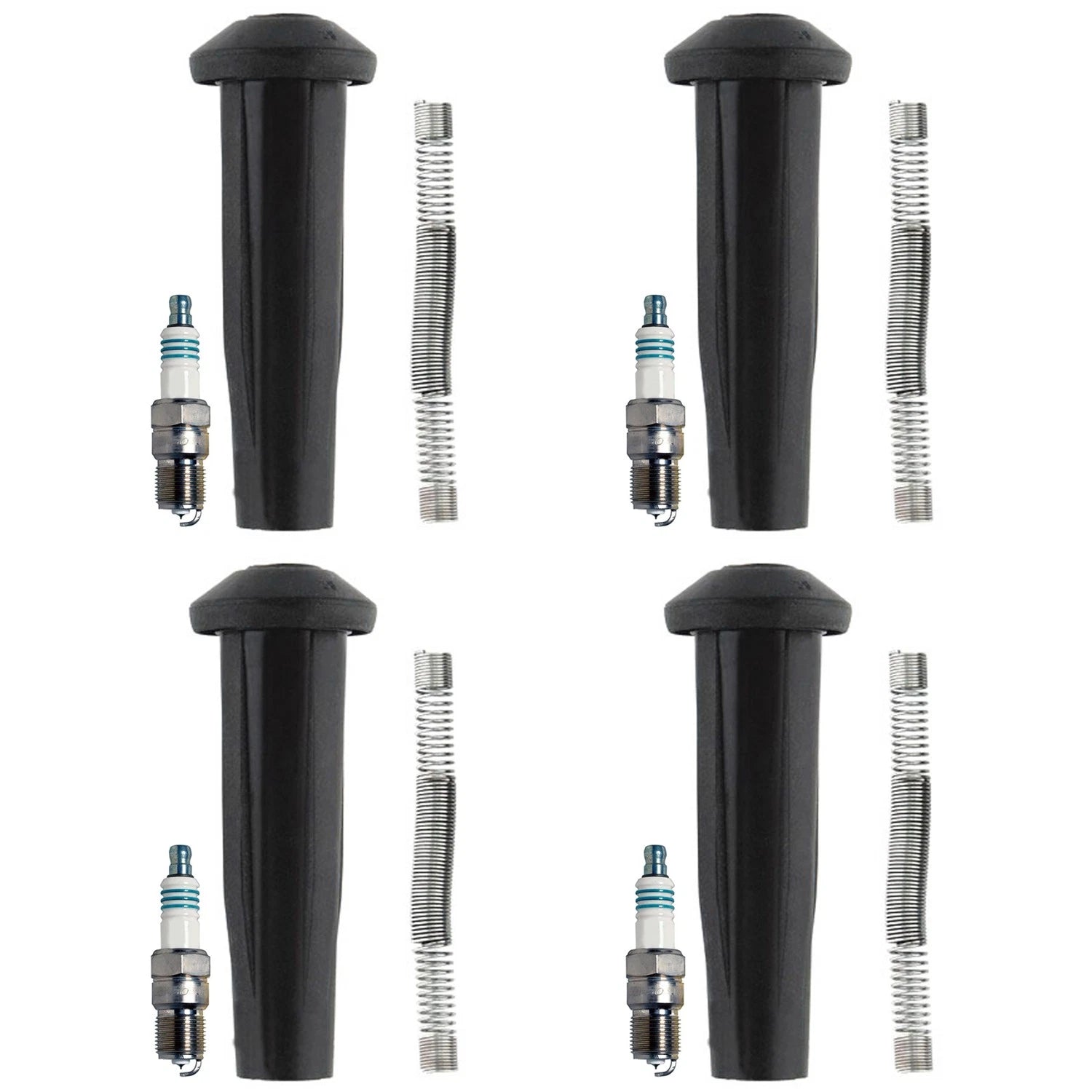 Set of 4 Denso Iridium Power Spark Plugs & Coil Boots for Ford Focus (2003–2004)