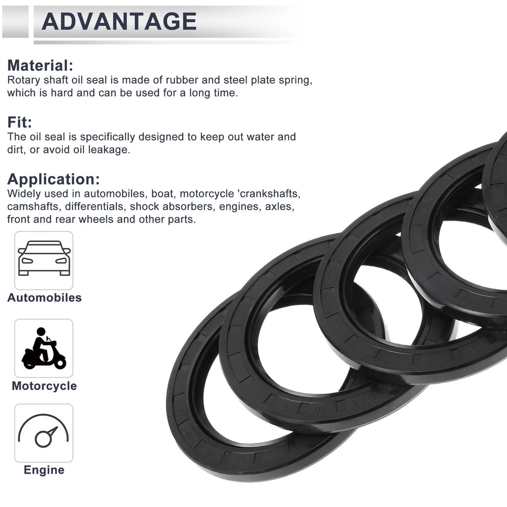 Set of 5 Oil Seal Rotary Shaft Seal Nitrile Rubber 65x90x8mm
