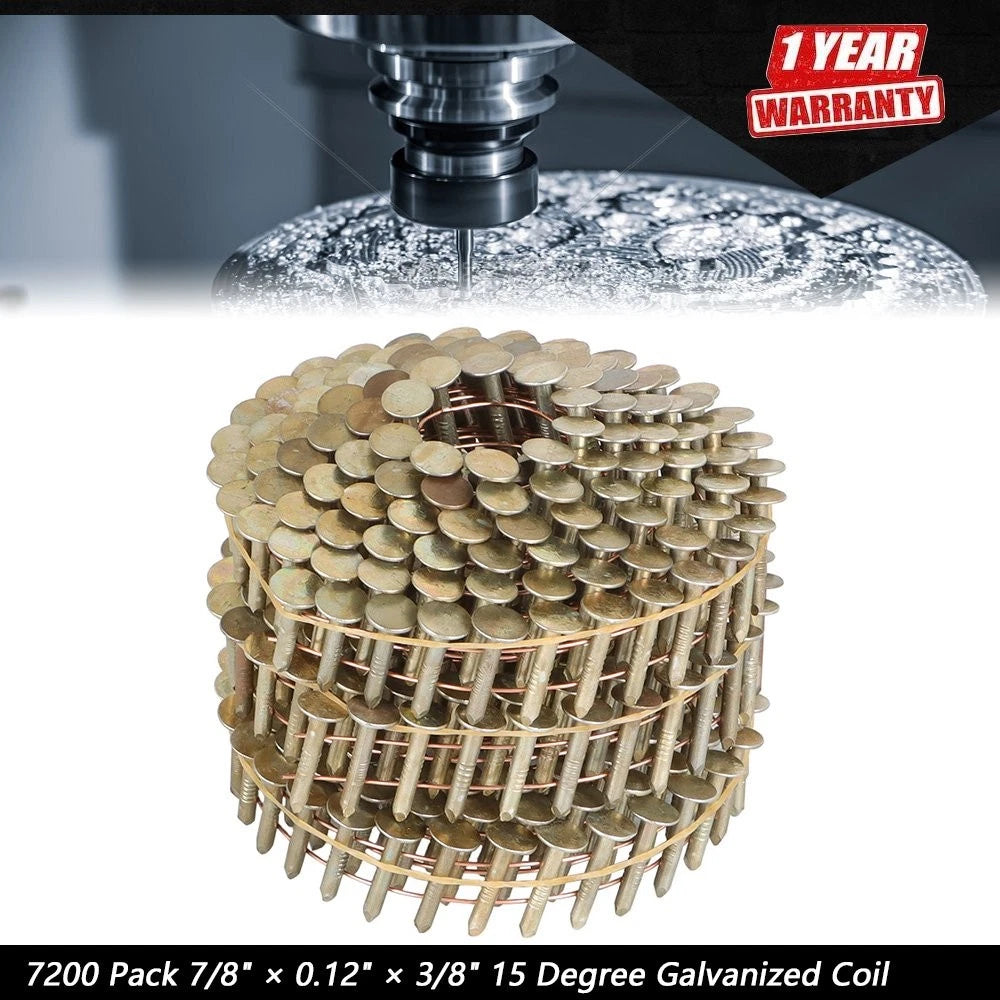 Set of 7200 Galvanized Coil Roofing Nails for Roofing Projects