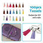 100PCS Leather Tassel Key Chain Rings for Crafts Jewelry Making