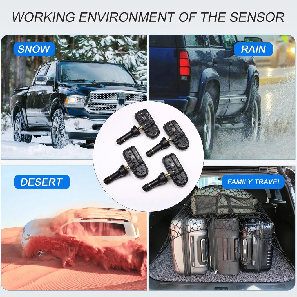 Set of 4 TPMS Tire Pressure Sensors for Dodge Ram 1500 2500 3500 (2014–2018)