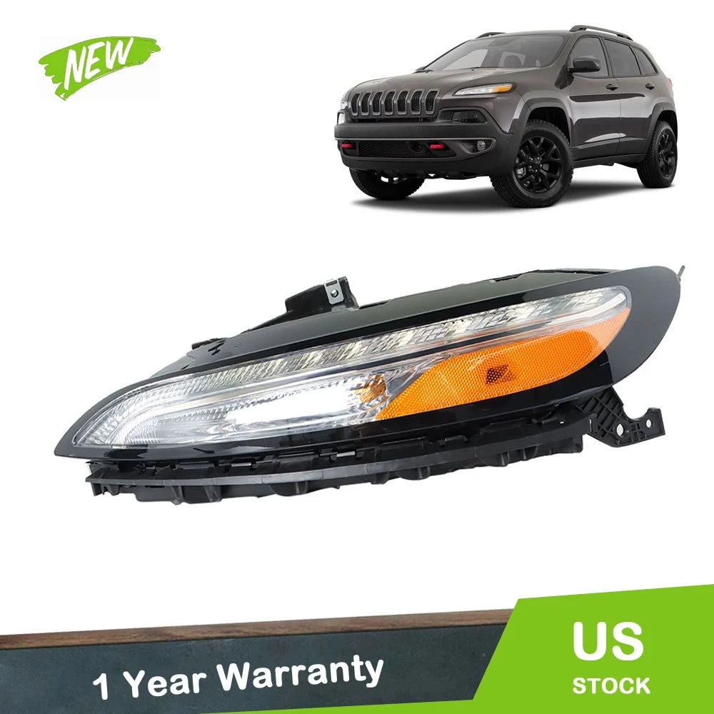 Left Side Headlight for Jeep Cherokee (2014–2018) LED DRL Clear Housing