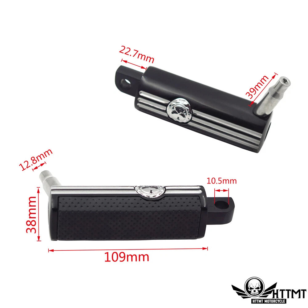 Black Gear Skull 3" Footpeg Mount Kit for 1.25" Engine Guard Crash Bar