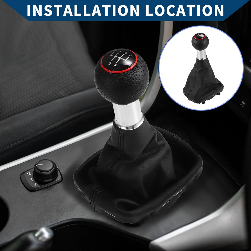 5 Speed Gear Shift Knob with Dust Cover for Audi A3 (2000–2003) Black Plastic