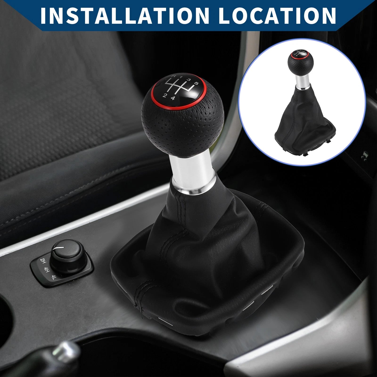 5 Speed Gear Shift Knob with Dust Cover for Audi A3 (2000–2003) Black Plastic