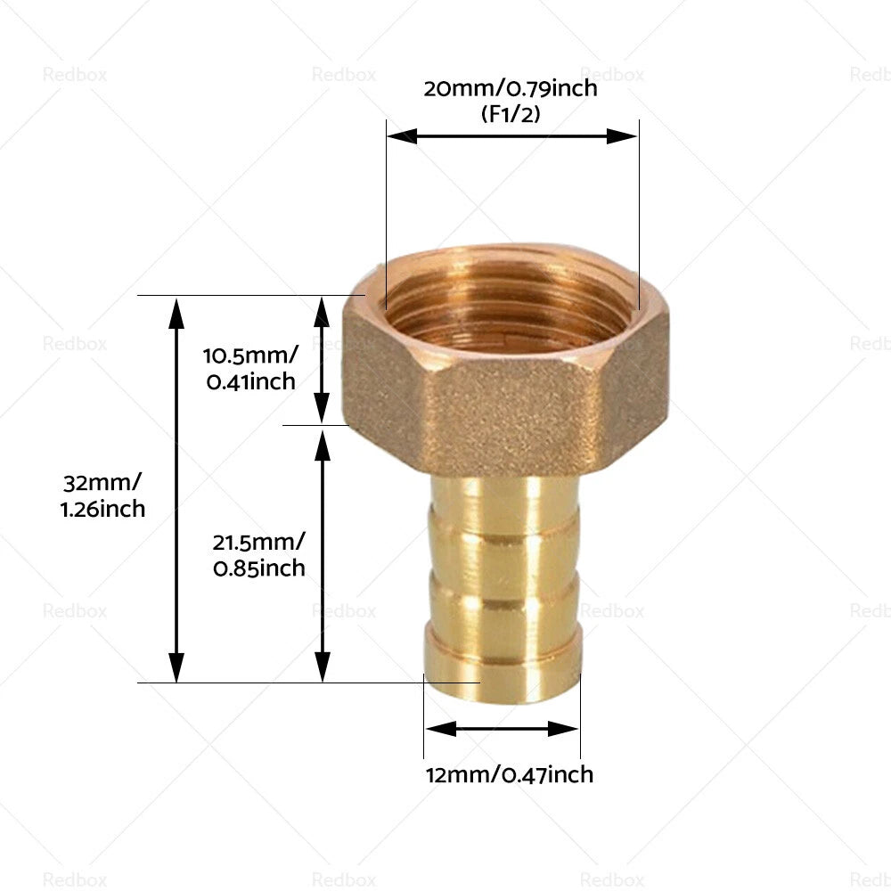 3pcs Brass Barb Pipe Fitting Coupler for 12mm Hose (1/2BSP)
