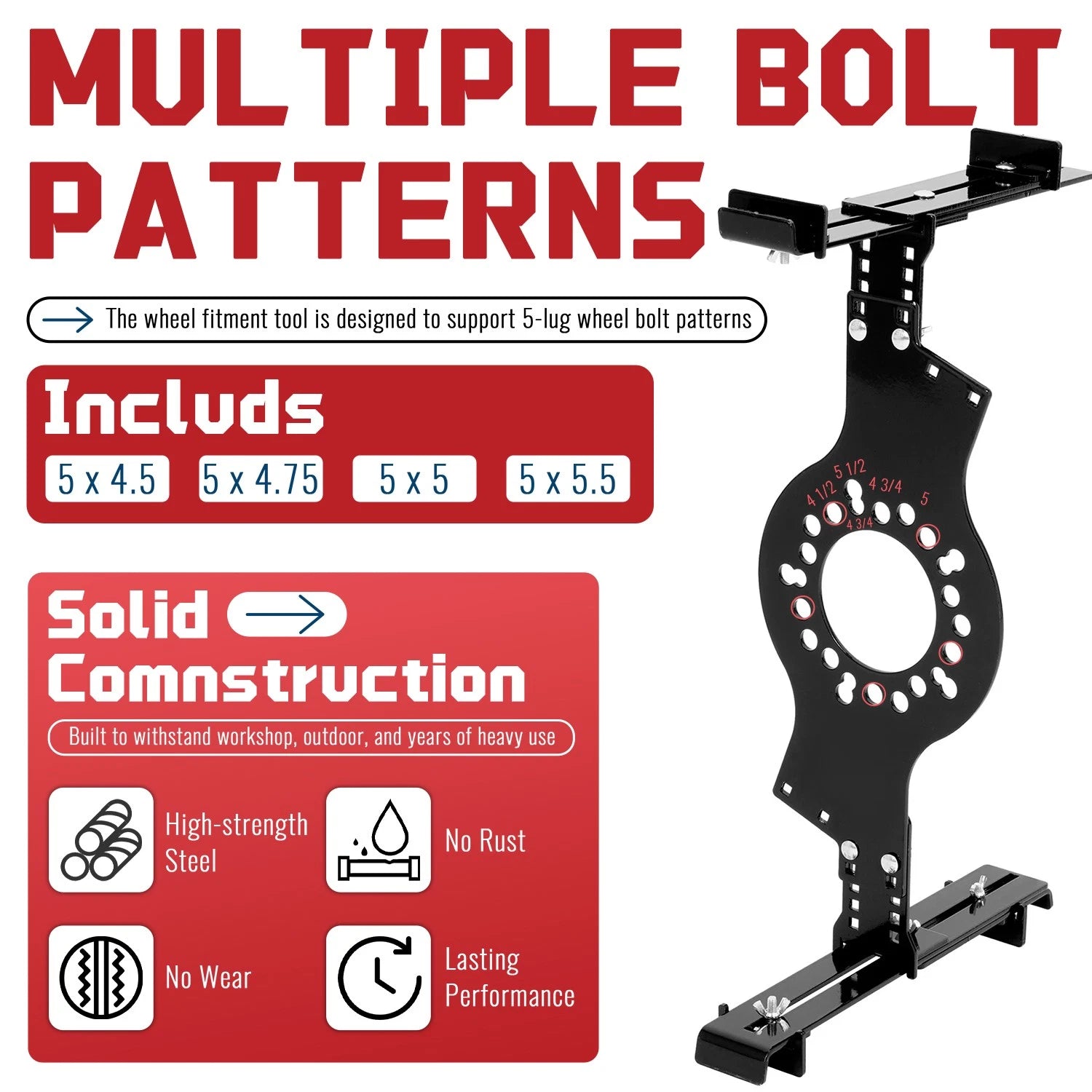 5-Lug Pattern Wheel Fitment Simulator Tool for Tire Size Measurement