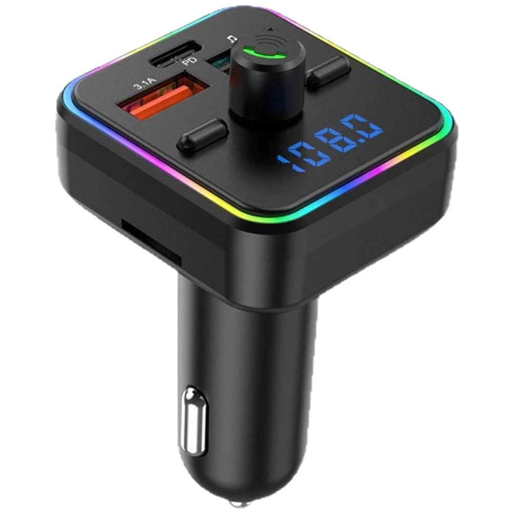 Wireless FM Transmitter MP3 Player with USB A & C Charger for Universal Use