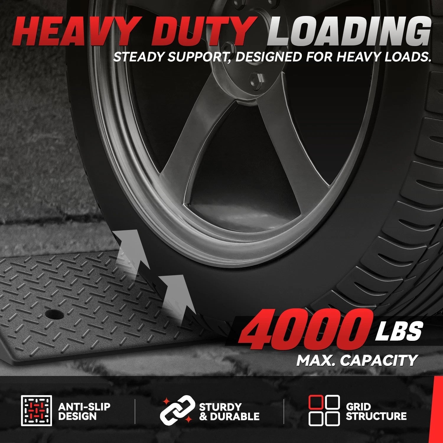 Curb Ramp 1PC 38.6"L x 15"W x 5.9"H 4000lbs Capacity for Households Warehouses