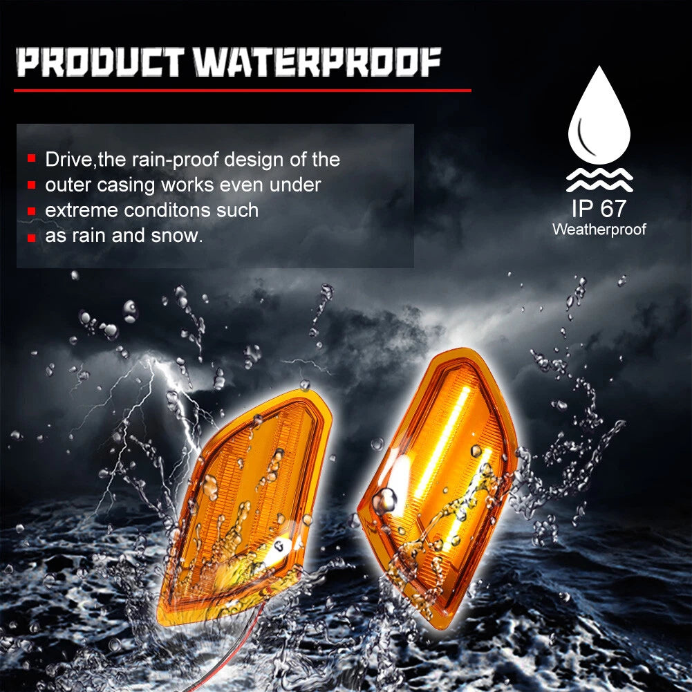2X Amber Lens LED Front Side Marker Signal Light for Jeep Wrangler JL JT (2018–2023)