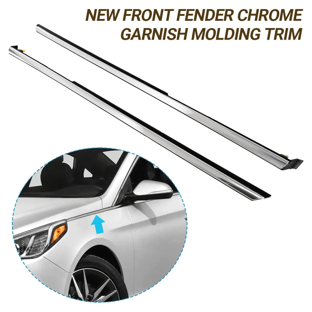 Set of 2 Chrome Fender Garnish Molding Trim for Hyundai Sonata (2015–2017)